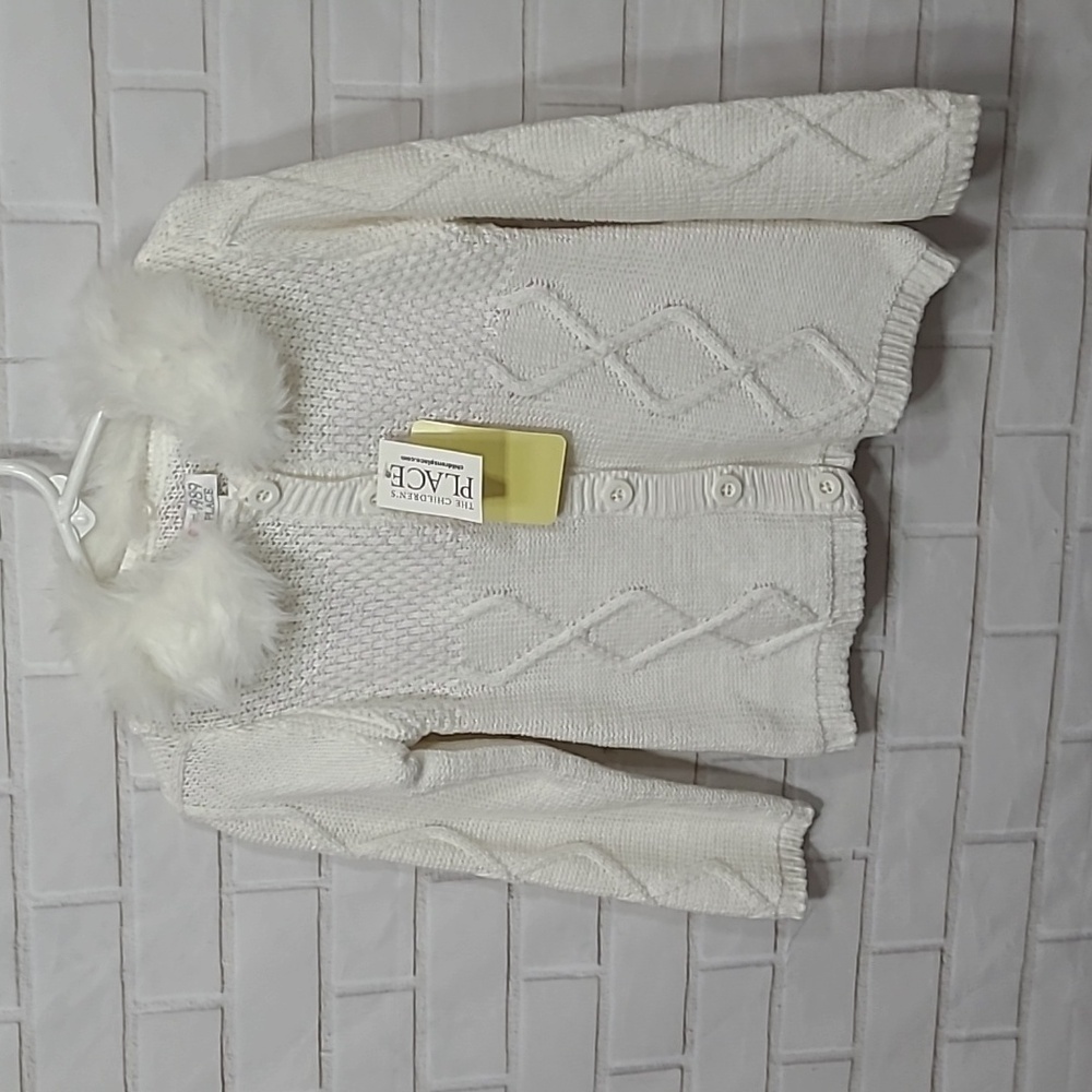 NWT The Children's Place Girls Ivory Button Front Sweater